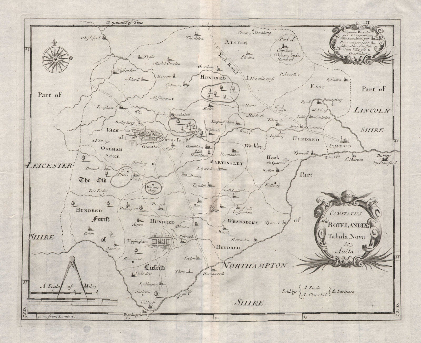 Rutland. 'COMITATUS ROTELANDIAE' by ROBERT MORDEN. Oakham Uppingham 1695 map
